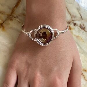 925 sterling Silver Murano Bracelet with Gold Accent